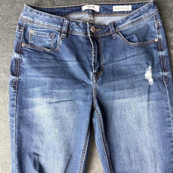 Kensie Effortless Ankle Mid Rise Distressed Blue Wash Skinny Jeans Size 6/28 - Picture 11 of 13